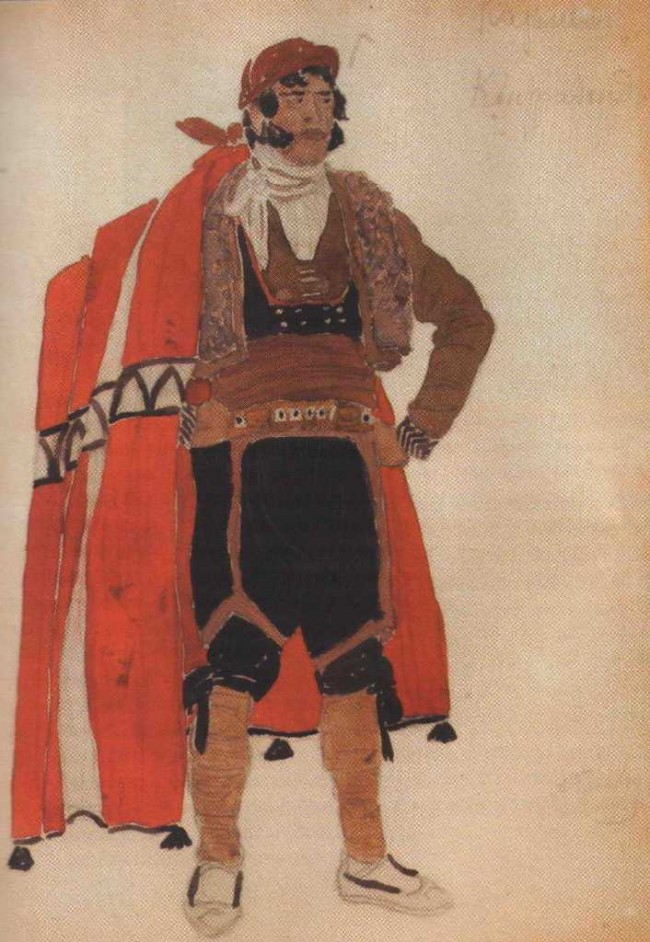 Сочинение по картине: Головин - "Эскиз костюма «Контрабандиста» для оперы Бизе «Кармен»"